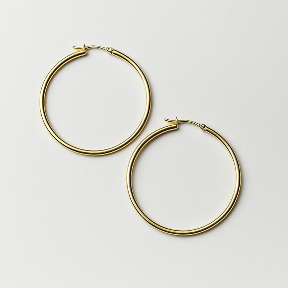 NWOT - Classic Gold Hoop Earrings – Lightweight Everyday Style, Approx. 1.5" - Picture 2 of 6
